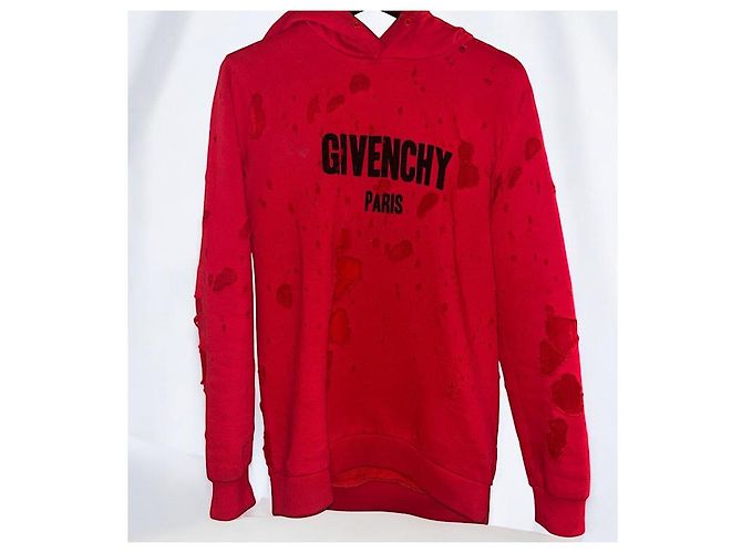Authentischer Givenchy 17 AW Riccardo Tisci roter beschädigter verarbeiteter Hoodie - Ansicht 2