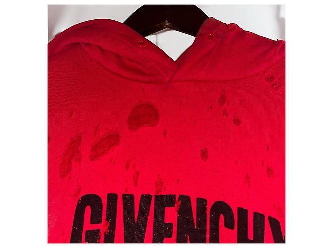 Authentischer Givenchy 17 AW Riccardo Tisci roter beschädigter verarbeiteter Hoodie - Ansicht 3