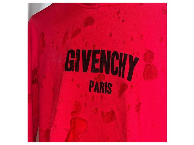 Authentischer Givenchy 17 AW Riccardo Tisci roter beschädigter verarbeiteter Hoodie - Ansicht 4