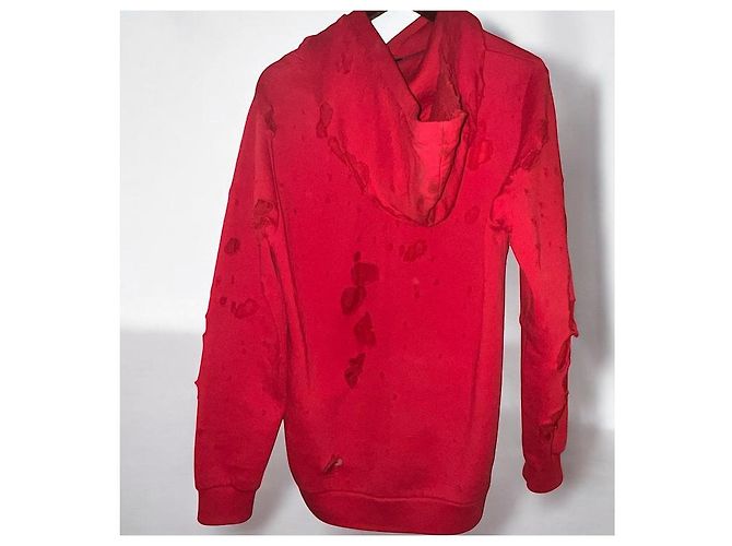 Authentischer Givenchy 17 AW Riccardo Tisci roter beschädigter verarbeiteter Hoodie - Ansicht 8
