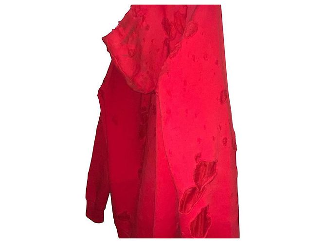 Authentischer Givenchy 17 AW Riccardo Tisci roter beschädigter verarbeiteter Hoodie - Ansicht 9