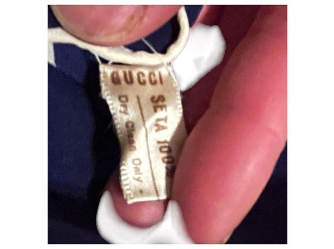 Authentischer Vintage Gucci Seidenschal mit Pferdegebiss-Motiv Blau - Ansicht 9