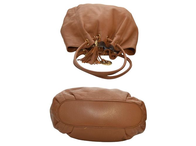Michael Kors Bolso bucket de cuero marrón con borlas Castaño - vista 3