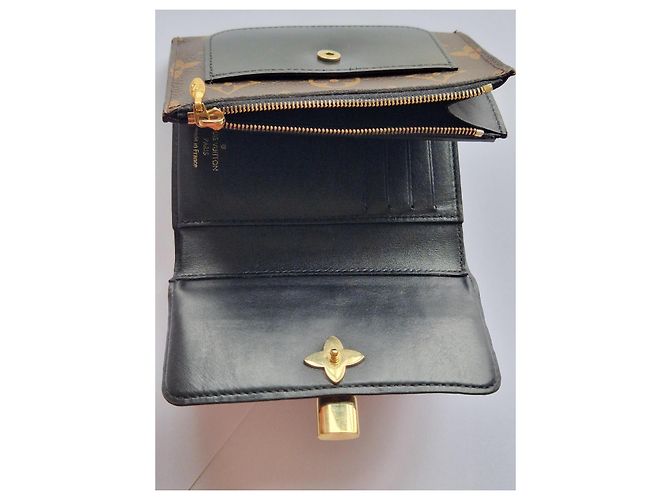 Carteira compacta Monogram Flower preta Louis Vuitton M62578 Monograma - vista 13