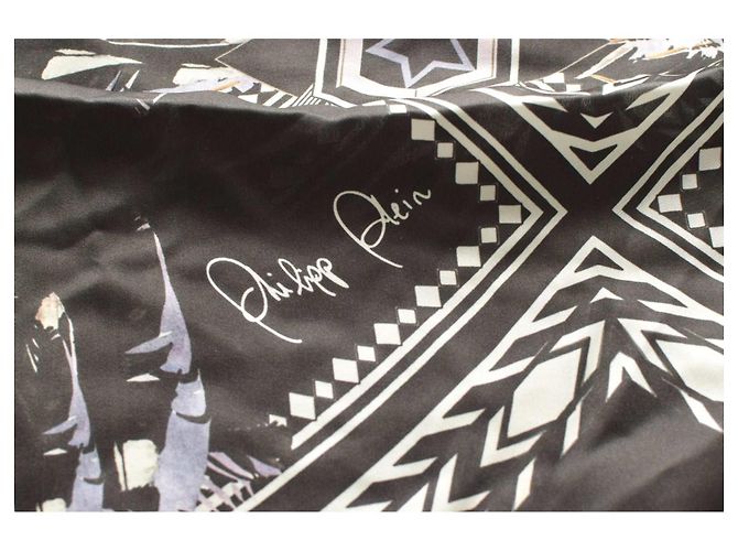 Sciarpa in seta Philipp Plein con stampa di piume e logo Multicolore - vista 8