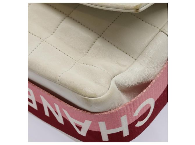 CHANEL Borsa a Spalla Choco Bar Pelle Bianca Oro rosa CC Auth bs18354 Bianco D'oro - vista 15