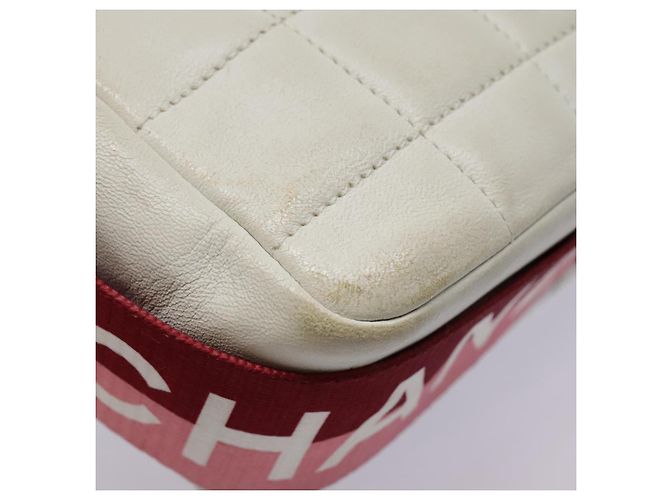 CHANEL Borsa a Spalla Choco Bar Pelle Bianca Oro rosa CC Auth bs18354 Bianco D'oro - vista 16
