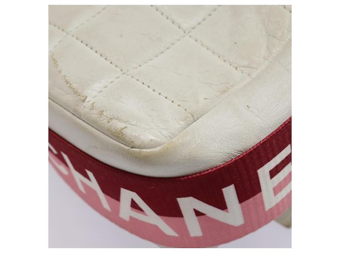 CHANEL Borsa a Spalla Choco Bar Pelle Bianca Oro rosa CC Auth bs18354 Bianco D'oro - vista 17