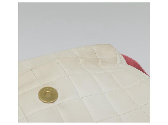 CHANEL Borsa a Spalla Choco Bar Pelle Bianca Oro rosa CC Auth bs18354 Bianco D'oro - vista 19