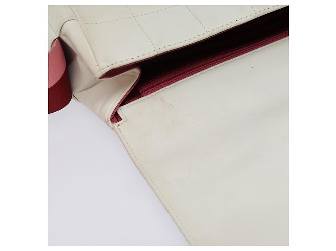 CHANEL Borsa a Spalla Choco Bar Pelle Bianca Oro rosa CC Auth bs18354 Bianco D'oro - vista 20