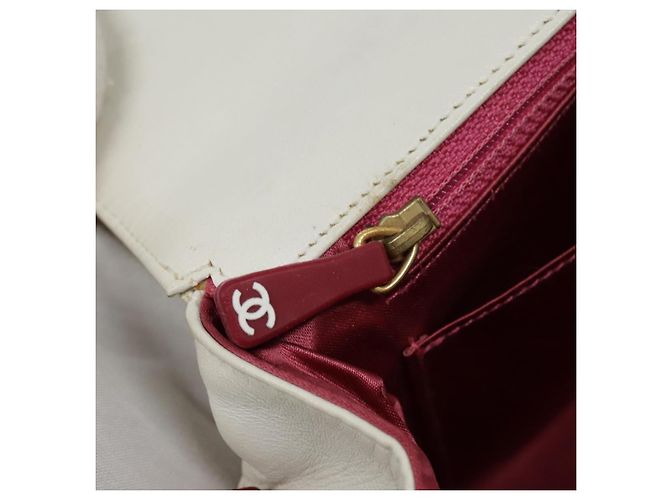 CHANEL Borsa a Spalla Choco Bar Pelle Bianca Oro rosa CC Auth bs18354 Bianco D'oro - vista 25