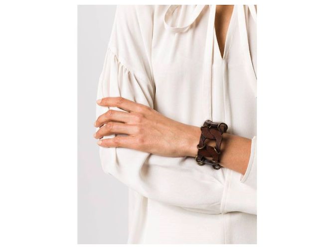 Bracciale in pelle marrone scuro Gianfranco Ferré - Anni 2000 Bordò - vista 2