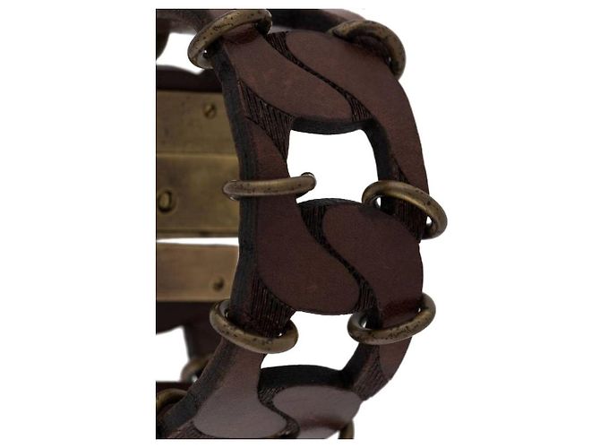 Bracciale in pelle marrone scuro Gianfranco Ferré - Anni 2000 Bordò - vista 3