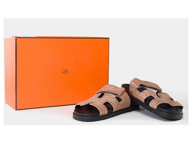Hermès Scarpa HERMES Chypre in Velluto Marrone - 102218 - vista 2