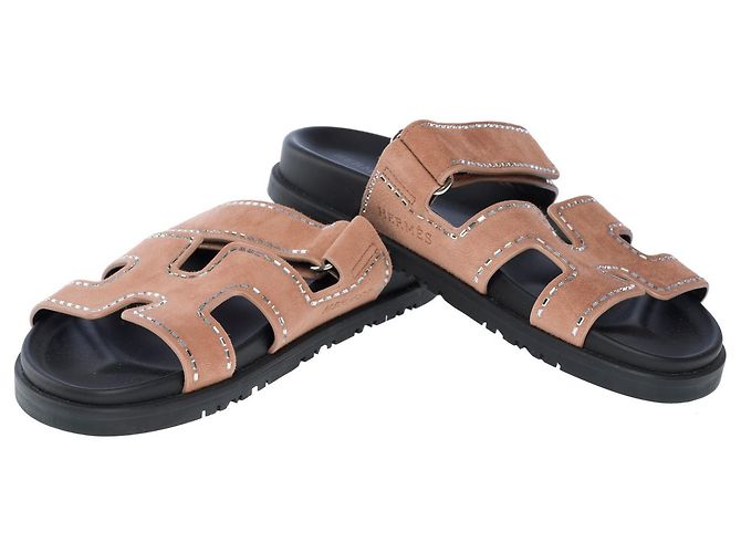 Hermès Scarpa HERMES Chypre in Velluto Marrone - 102218 - vista 3