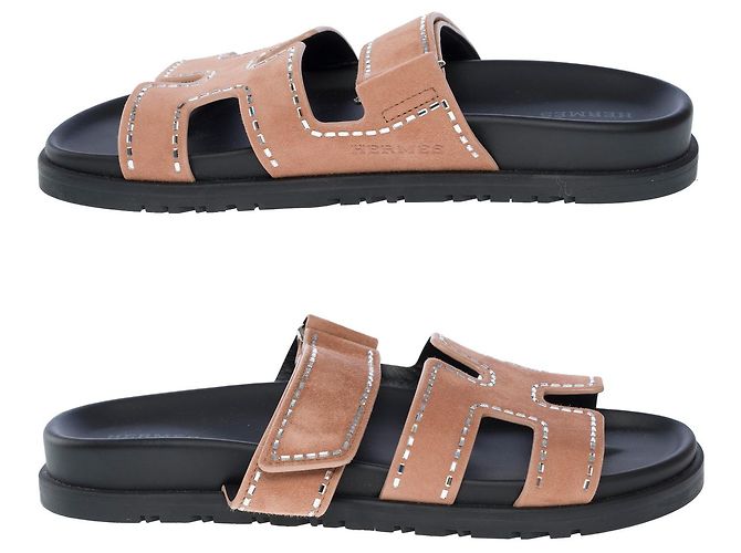 Hermès Scarpa HERMES Chypre in Velluto Marrone - 102218 - vista 5