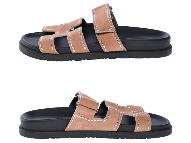 Hermès Scarpa HERMES Chypre in Velluto Marrone - 102218 - vista 6