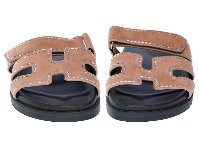 Hermès Scarpa HERMES Chypre in Velluto Marrone - 102218 - vista 9