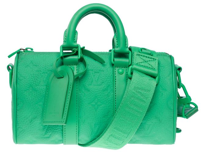 Borsa LOUIS VUITTON Keepall in Pelle Verde - 102181 - vista 3
