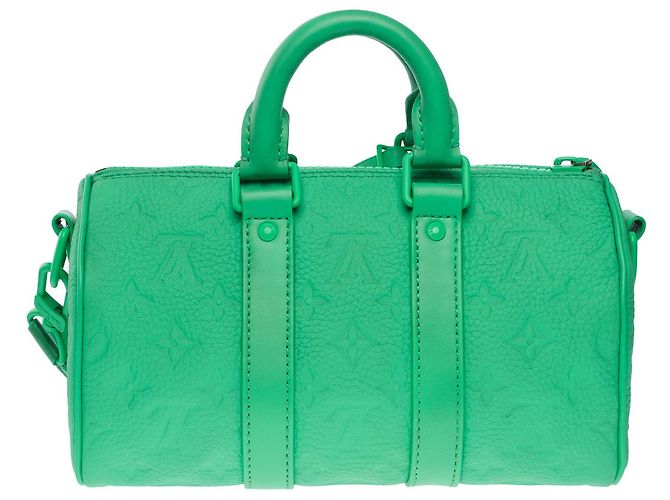 Borsa LOUIS VUITTON Keepall in Pelle Verde - 102181 - vista 4