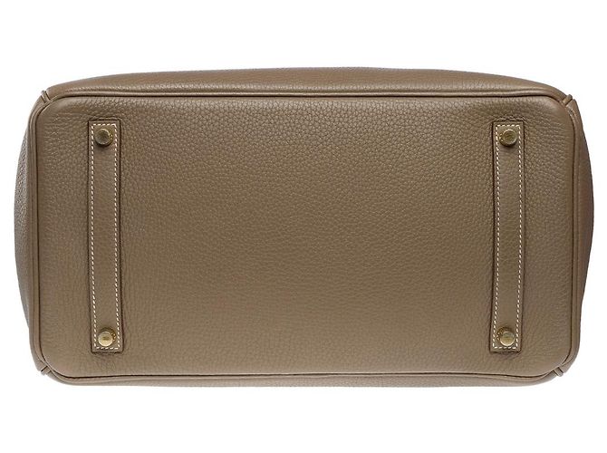 Hermès Sac HERMES Birkin 35 en Cuir Étoupe - 102215 Taupe - vue 10