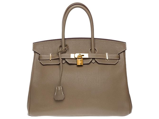 Hermès Sac HERMES Birkin 35 en Cuir Étoupe - 102215 Taupe - vue 2