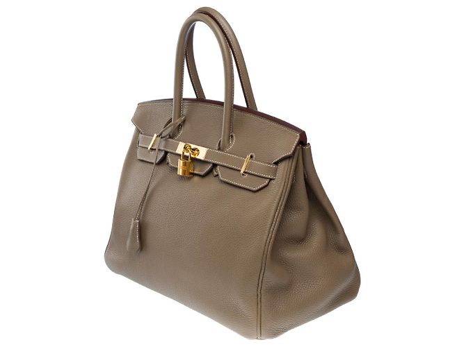 Hermès Sac HERMES Birkin 35 en Cuir Étoupe - 102215 Taupe - vue 4