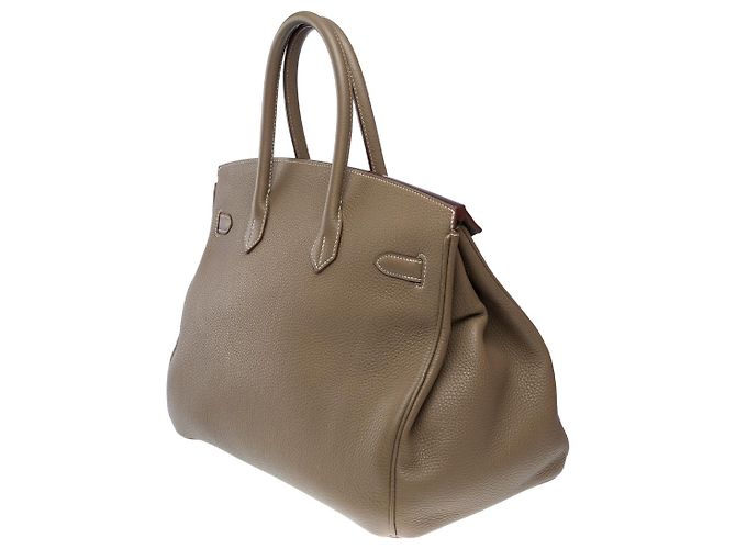 Hermès Sac HERMES Birkin 35 en Cuir Étoupe - 102215 Taupe - vue 5
