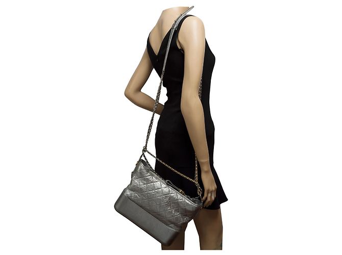 Borsa CHANEL Gabrielle in Pelle Argento - 102196 - vista 12