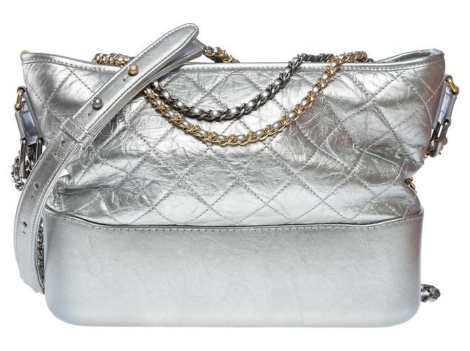 Borsa CHANEL Gabrielle in Pelle Argento - 102196 - vista 2