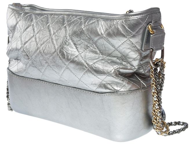 Borsa CHANEL Gabrielle in Pelle Argento - 102196 - vista 4