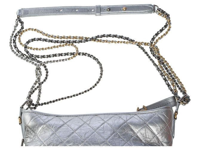 Borsa CHANEL Gabrielle in Pelle Argento - 102196 - vista 9