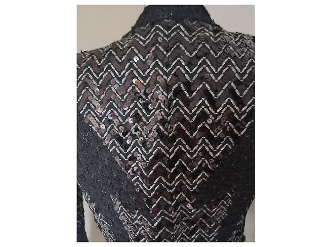 Balmain Black Tweed Short Jacket with Sequins - view 6