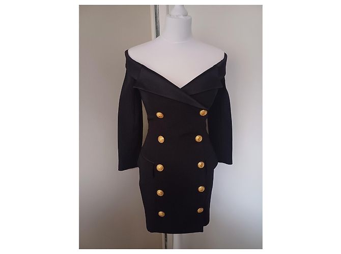 Balmain Midikleid aus Wolle schwarz - Ansicht 2