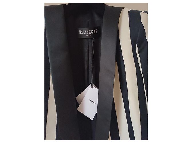 Balmain Tailleur Jacke Weiß Baumwolle - Ansicht 2