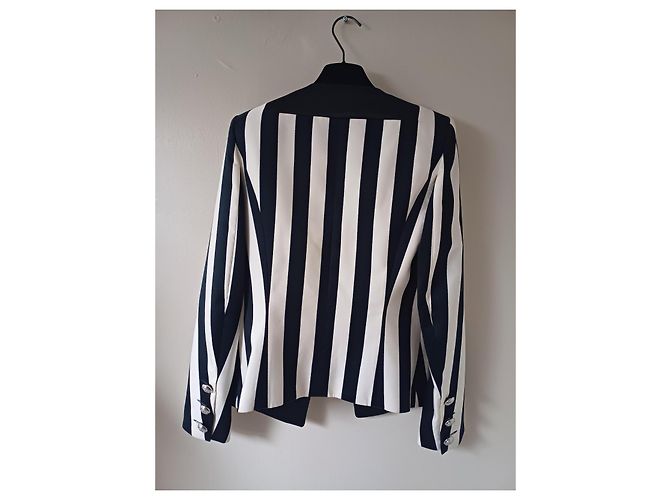 Balmain Tailleur Jacke Weiß Baumwolle - Ansicht 3