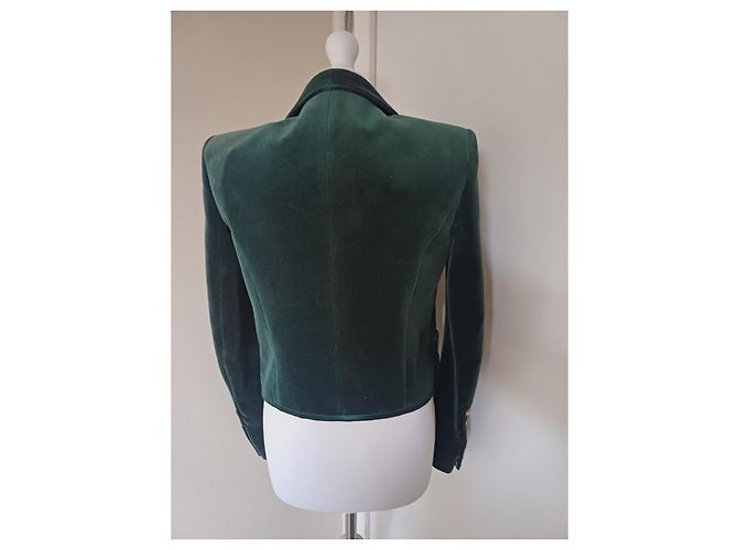 Chaqueta Balmain de terciopelo de algodón verde oliva - vista 4