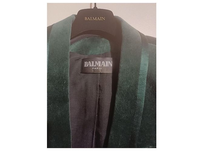 Chaqueta Balmain de terciopelo de algodón verde oliva - vista 6