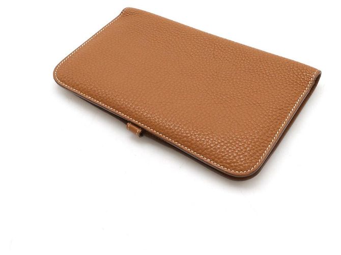 Hermès Portafoglio bifold in pelle Hermes Dogon Duo GM D'oro Metallico - vista 2