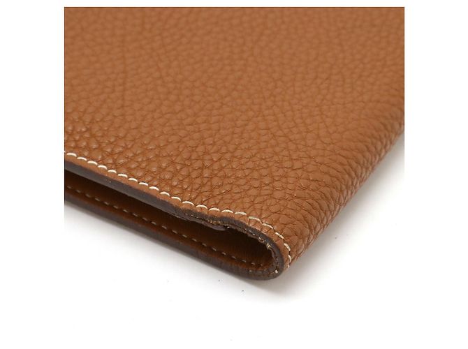 Hermès Portafoglio bifold in pelle Hermes Dogon Duo GM D'oro Metallico - vista 3