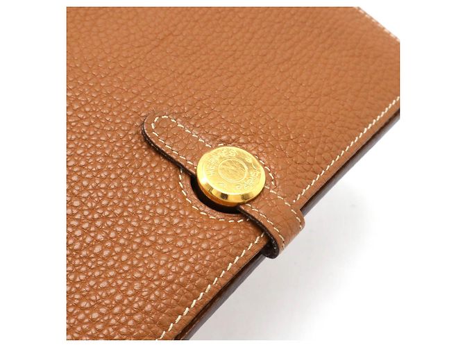 Hermès Portafoglio bifold in pelle Hermes Dogon Duo GM D'oro Metallico - vista 4