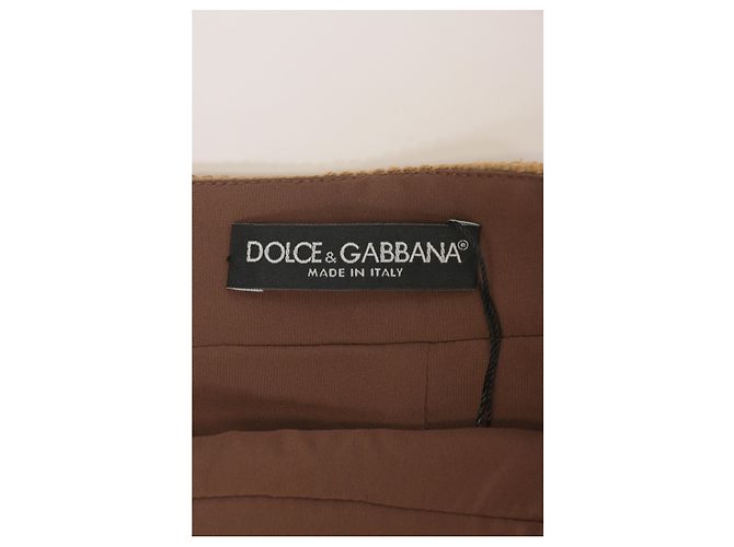 Dolce & Gabbana Falda mini A-line de lana marrón con botones embellidos de Dolce y Gabbana Castaño - vista 8