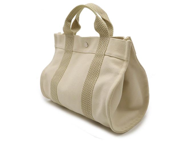 Hermès Cannes PM Canvas Tote Bag Braun Beige - Ansicht 2