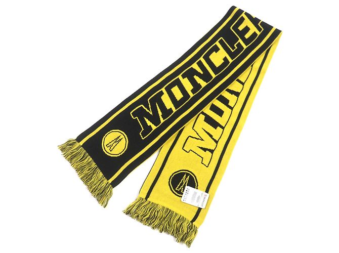Sciarpa in lana acrilica Moncler gialla nera - vista 3