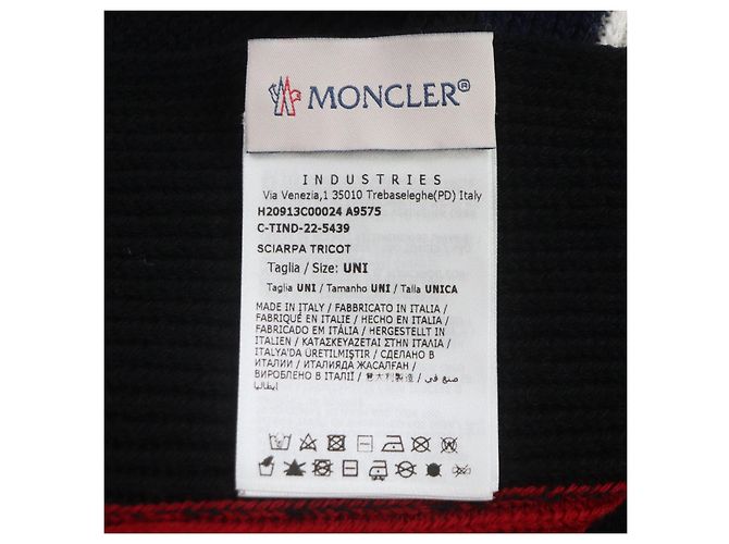 Sciarpa in lana Moncler con logo tricolore e frange - vista 6
