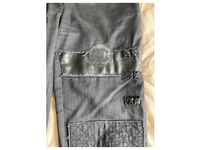 Jeans de Chanel con inserciones de cuero Negro - vista 2