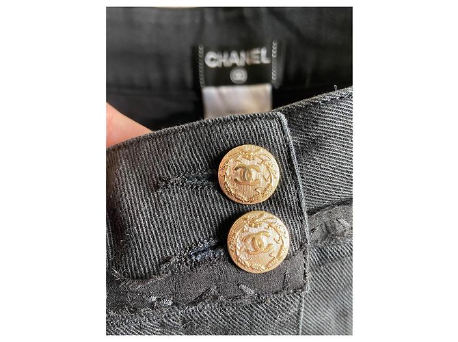 Jeans de Chanel con inserciones de cuero Negro - vista 7