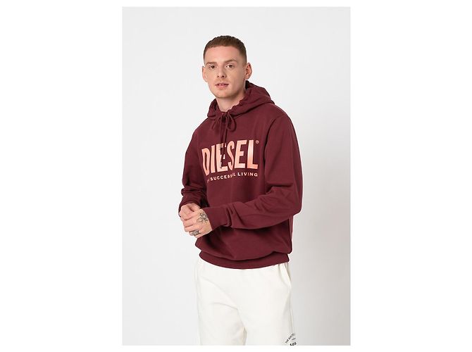 Diesel S-Gir-Hood-Division-Logo Sweatshirt Bordeaux Rosa Baumwolle XL - Ansicht 3