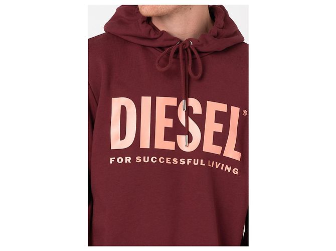 Diesel S-Gir-Hood-Division-Logo Sweatshirt Bordeaux Rosa Baumwolle XL - Ansicht 4