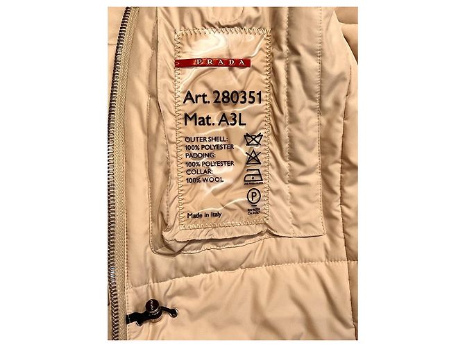 Chaqueta de plumón Prada con capucha de piel natural crema Crudo - vista 11